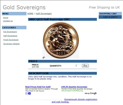 Domains Rush's Gold Sovereigns Half Sovereigns Page
